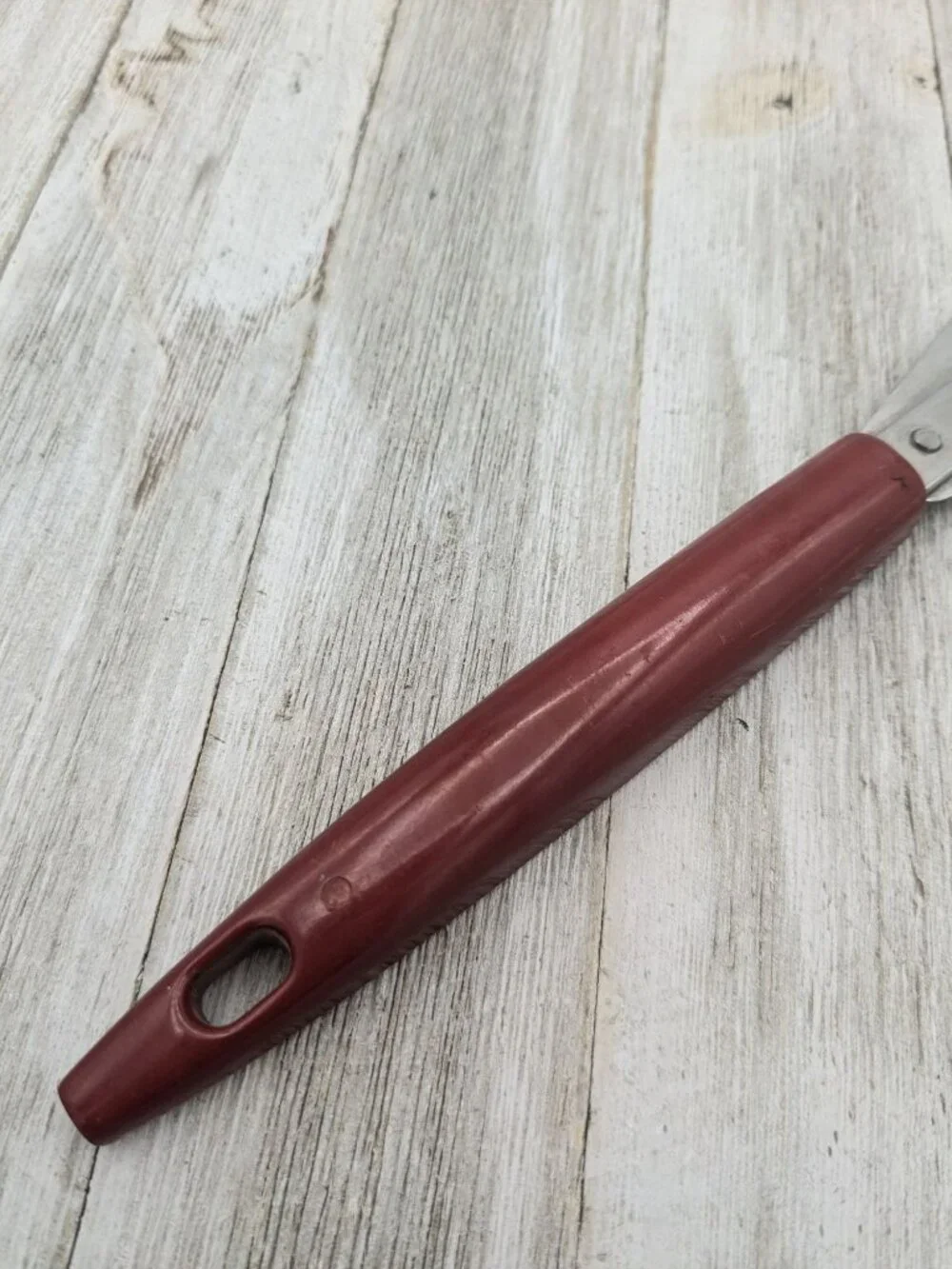 Vintage Stanley Cake Icing Spatula Stainless Steel Maroon Handle USA 11 1/4